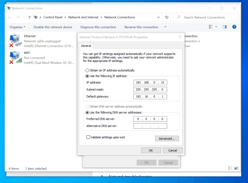 how to set ip address for printer in windows 10