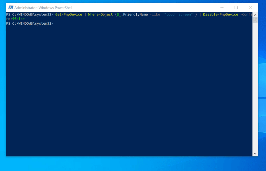 How to Disable Touch Screen on Windows 10 with PowerShell