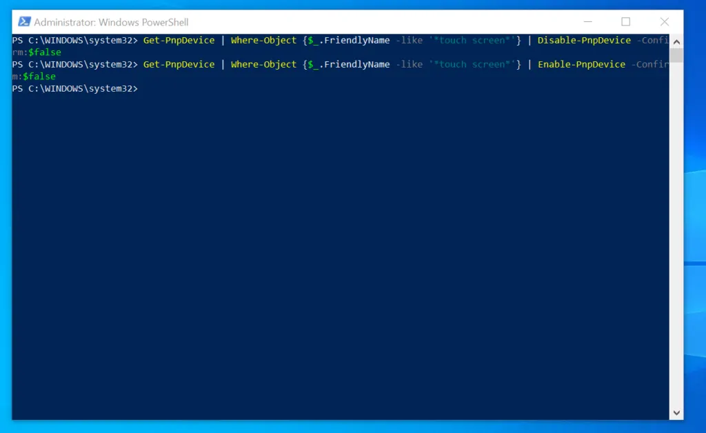 How to enable Touch Screen on Windows 10 with PowerShell