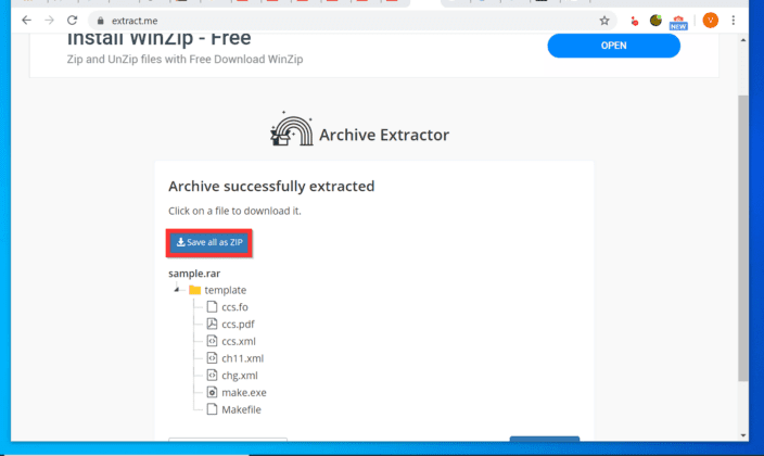 open rar file in windows