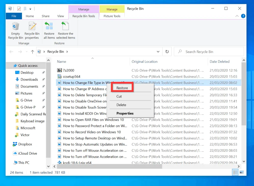 How to Recover Deleted Files on Windows 10 from Recycle Bin
