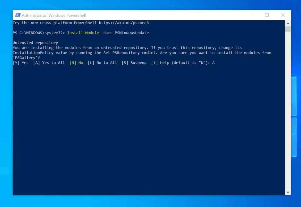 How to Check for Windows Updates on Windows 10 with PowerShell - Install the PSWindowsUpdate Module
