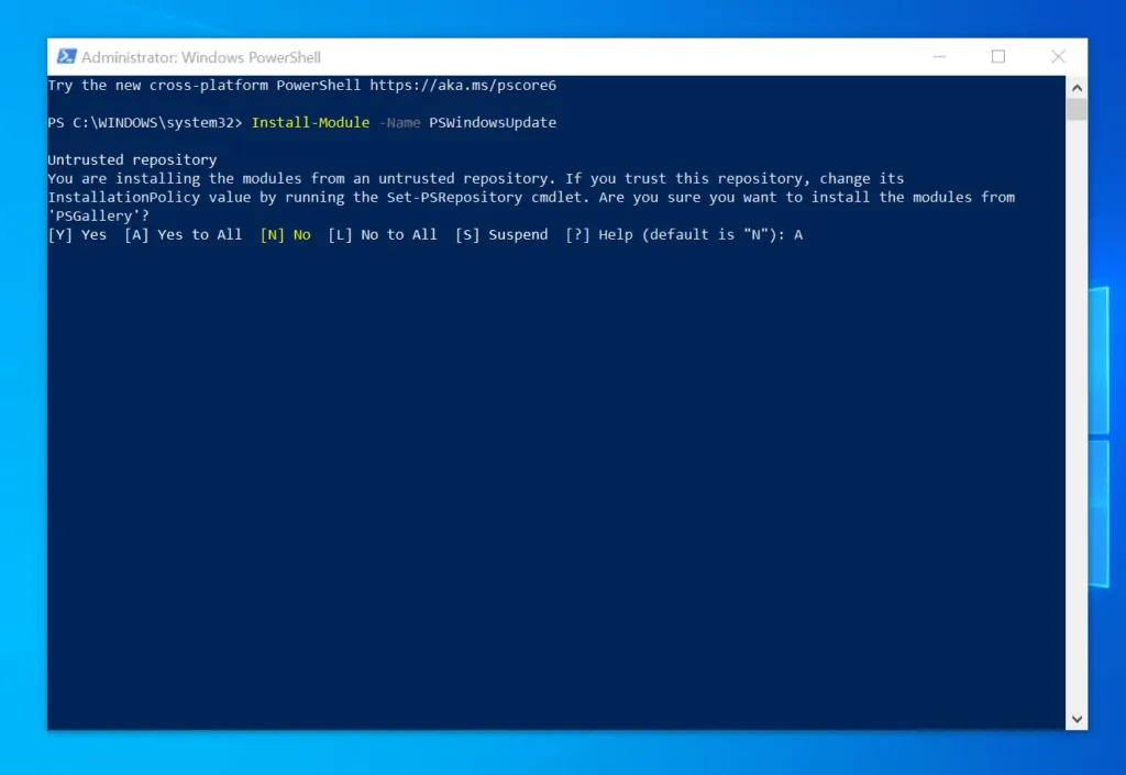 How to Check for Windows Updates on Windows 10 with PowerShell - Install the PSWindowsUpdate Module