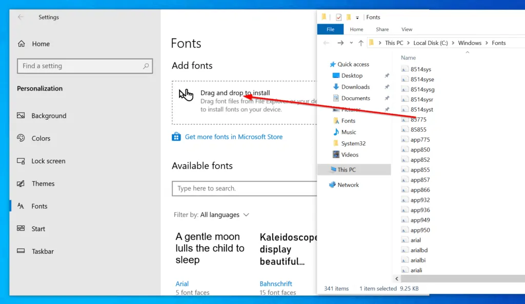 How to Add Fonts on Windows 10 from Microsoft Store or Downloaded Font