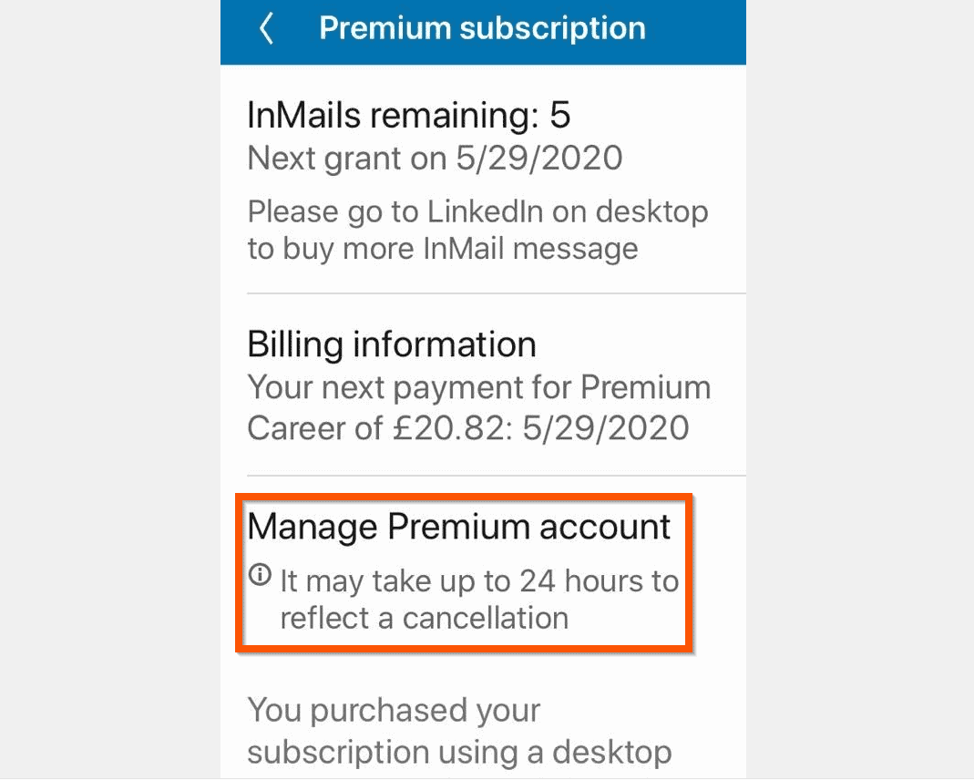 cancel linkedin premium via android app cancel linkedin premium via android app