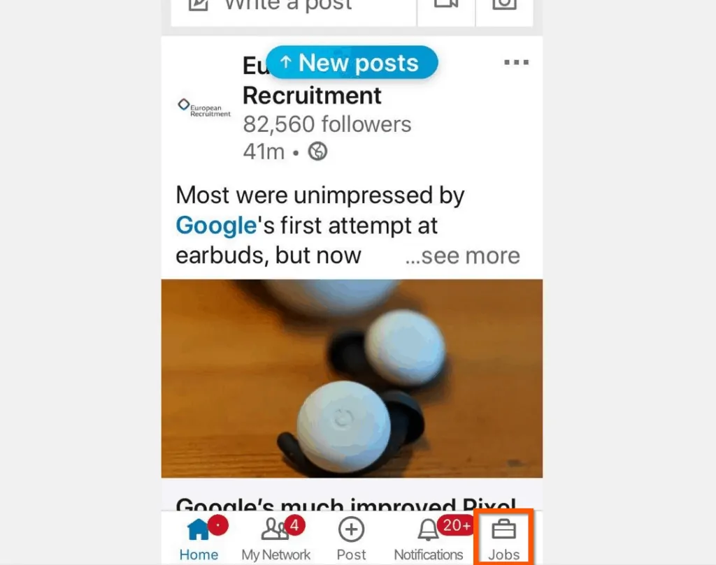 How to View LinkedIn Saved Jobs from the iPhone App - Then, on the bottom right of the app, tap the Jobs tab.  
