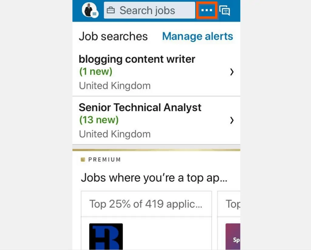 How to View LinkedIn Saved Jobs from the iPhone App - On the right side of the job search box, tap the menu. 