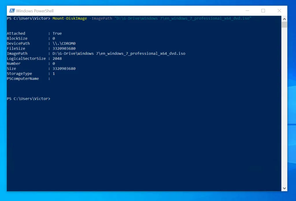 How to Mount ISO on Windows 10 with PowerShell