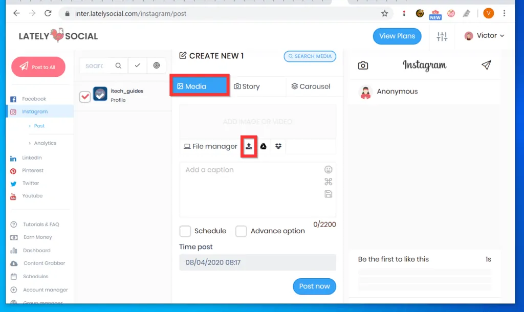 How to Upload Video to Instagram from PC with LatelySocial