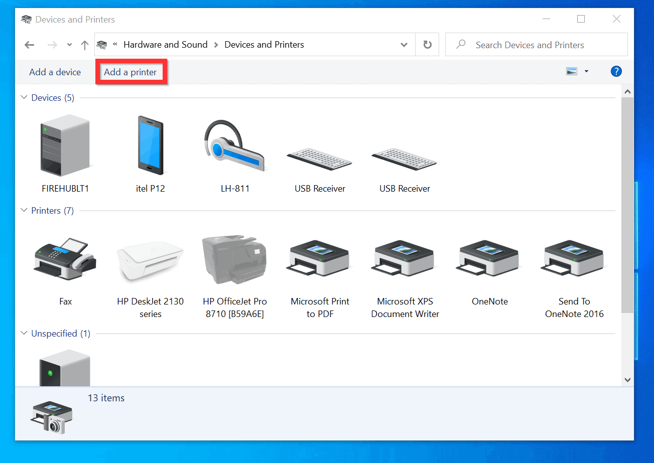 add usb printer manually windows 10