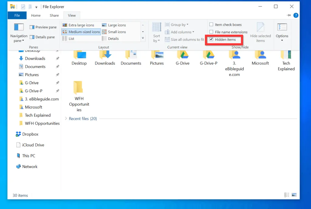 How to Unhide Folders in Windows 10: Step 1 - Enable Show Hidden File, Folders and Drives