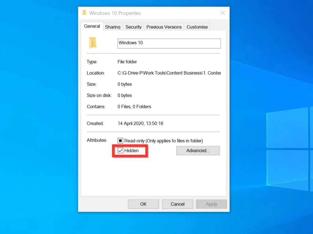 Unhide Folders in Windows 10