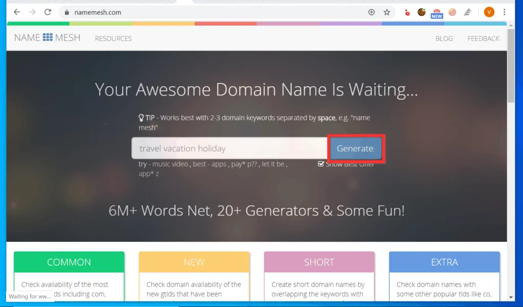 How to Choose a Domain Name: Step 2 - How to Use Namemesh.com to Find Domain Names