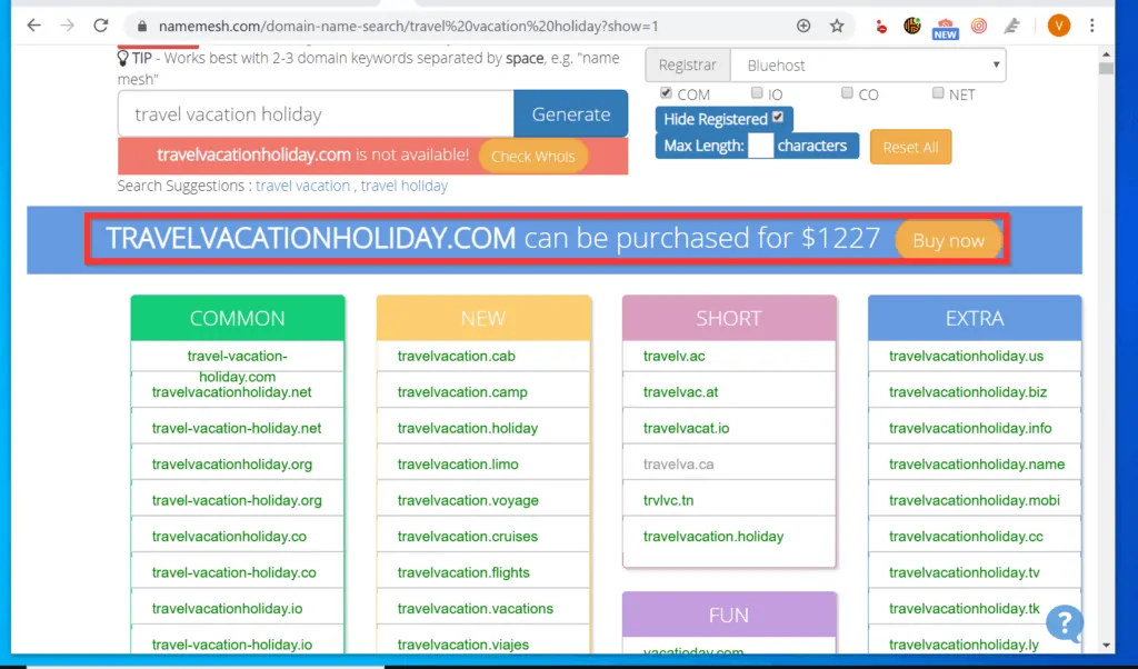 How to Choose a Domain Name: Step 2 - How to Use Namemesh.com to Find Domain Names