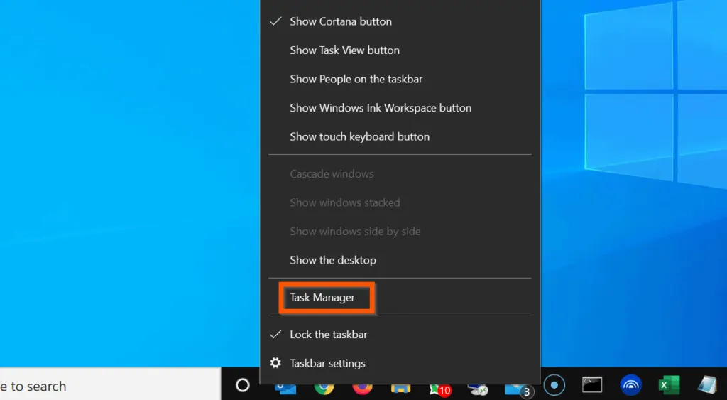 How to Open Task Manager on Windows 10 - Right-Click Taskbar Method