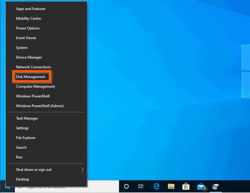 How to Change Drive Letter on Windows 10 with Disk Management - Right-click Windows 10 Start menu and select Disk Management. 