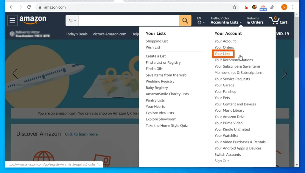 Create Amazon Shopping List for Someone Else