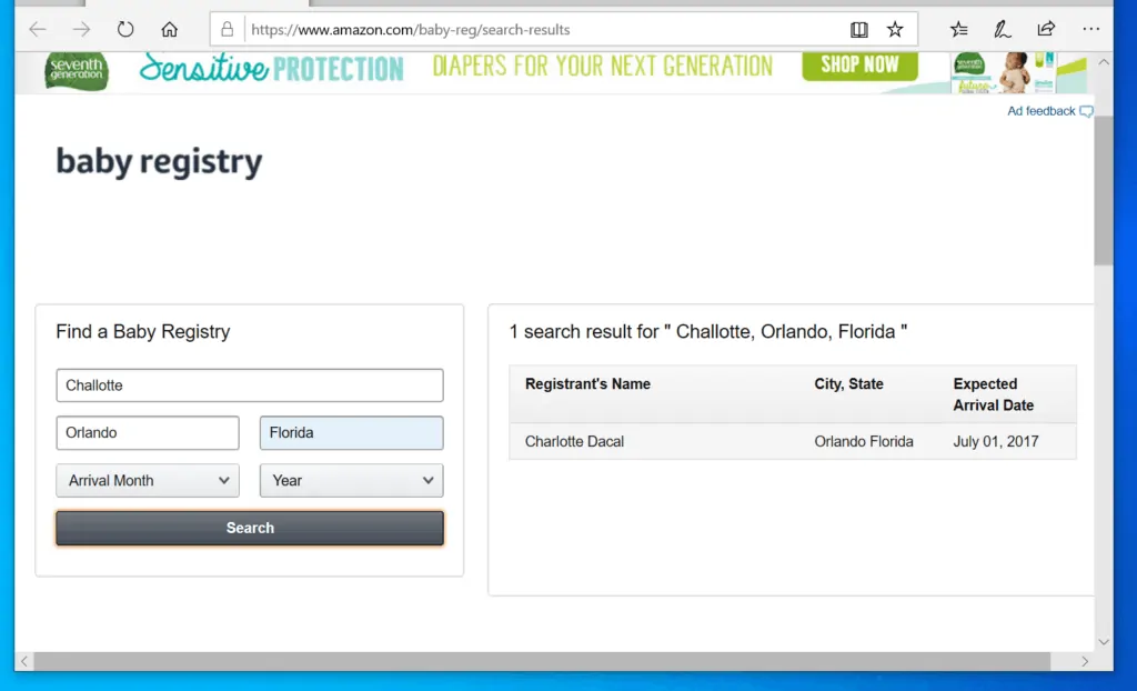 How To Perform Amazon USA Baby Registry Search By Parent's Name