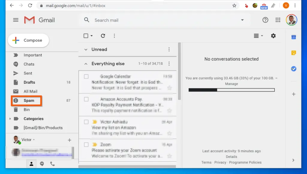 How to Open Spam Folder in Gmail from a PC (Gmail.com)