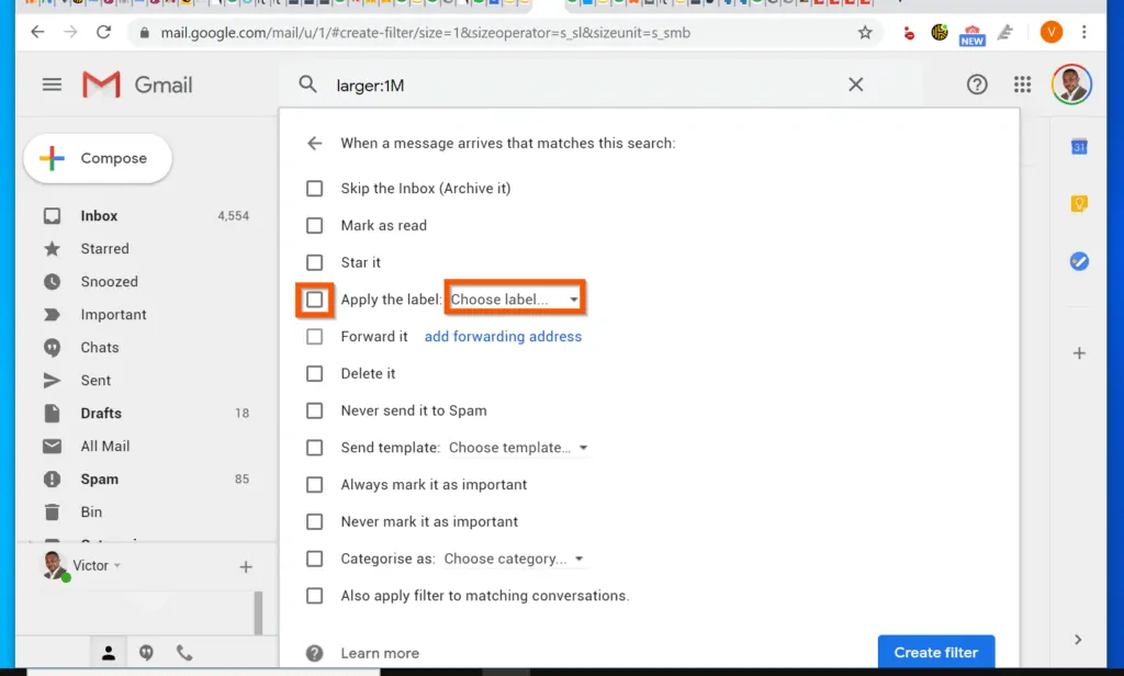 How to Filter Emails in Gmail by Size