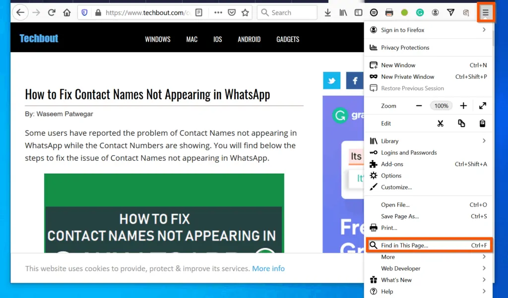 How to Find a Word on a Page on Firefox