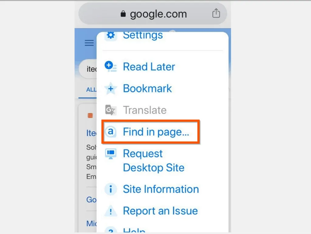 How to Find a Word on a Page on Google Chrome for iPhone
