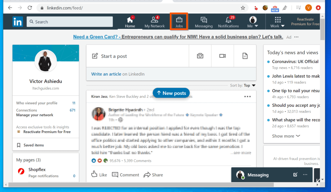Linkedin Saved Jobs - How to View LinkedIn Saved Jobs - Itechguides.com
