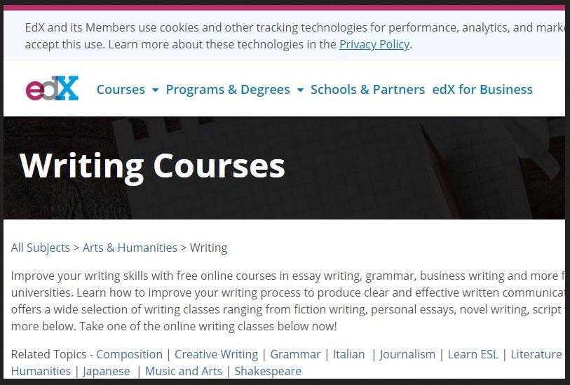 creative writing courses edx