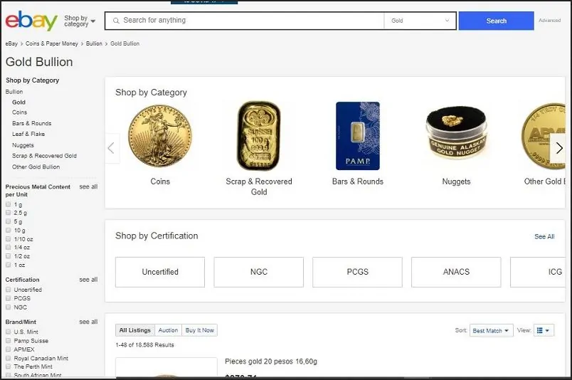 Best Place to Buy Gold Online: eBay.com