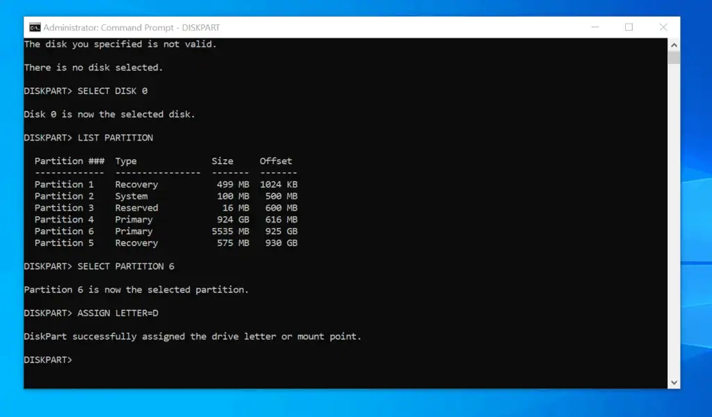 change drive letter assignment windows 10