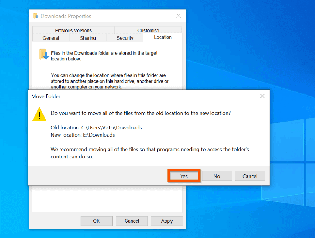 change default download location