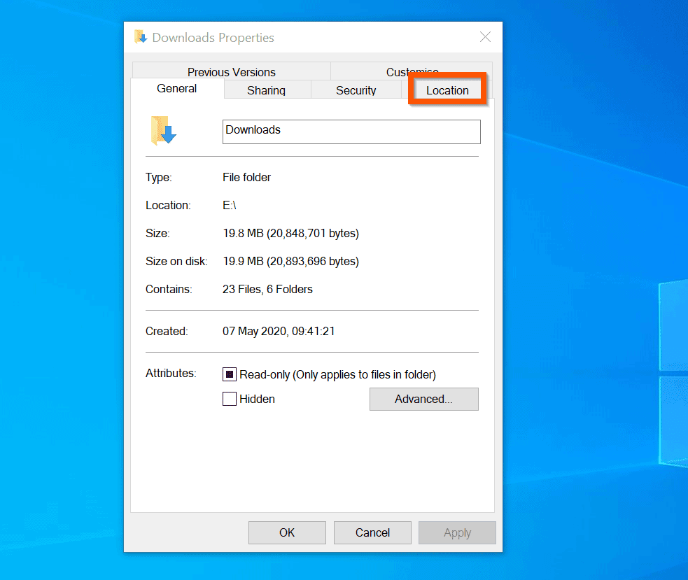 how to change download location on windows 10