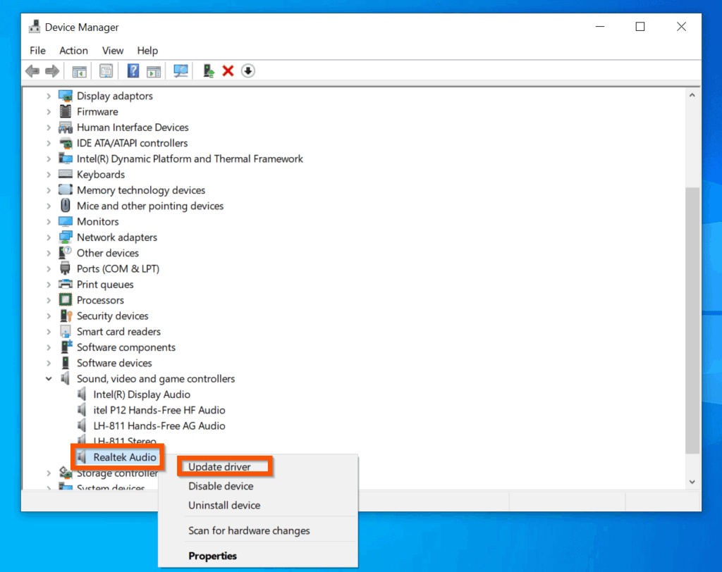 how to update my audio driver windows 10