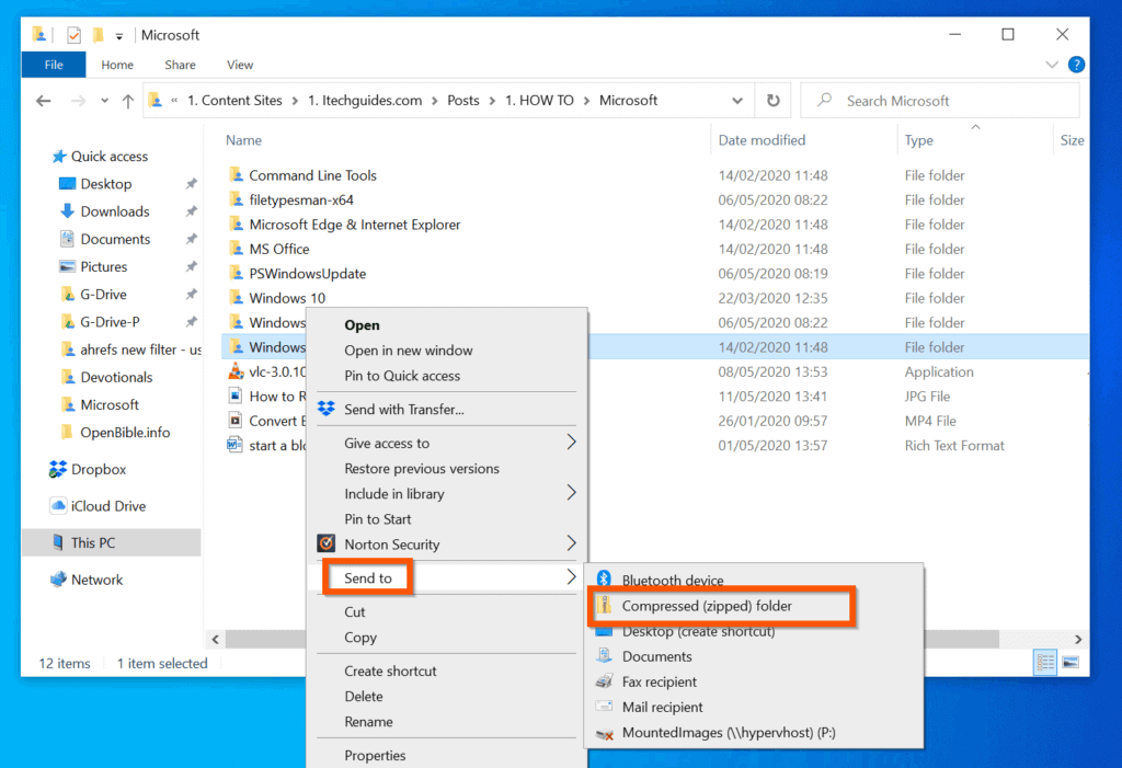 how to add files to zip folder windows 10