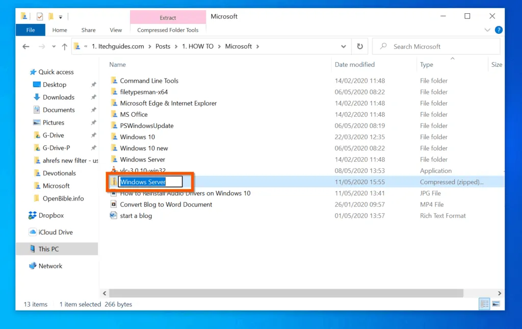 How to Zip a folder in Windows 10 with File Explorer