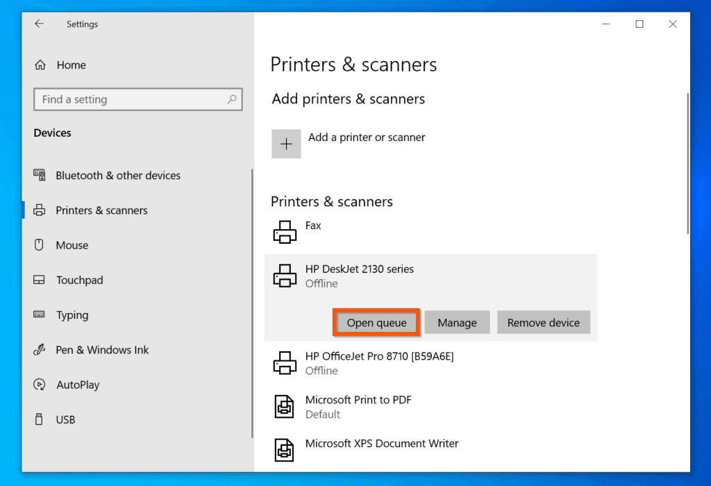 set default printer windows 10