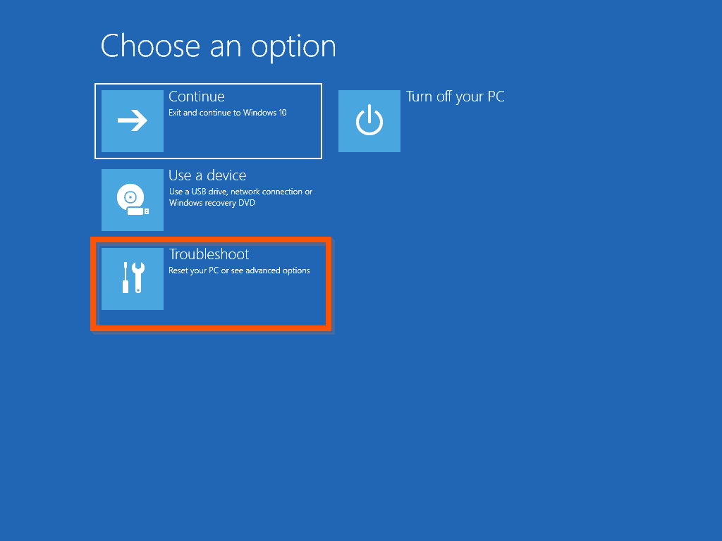 How to Reset Windows 10 Without Password: step 2 - Reset PC with the "Remove everything" Option