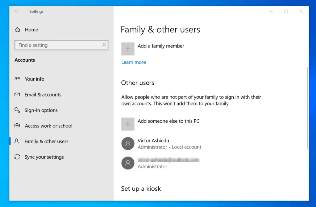 How to Delete Administrator Account on Windows 10 from Windows Settings
