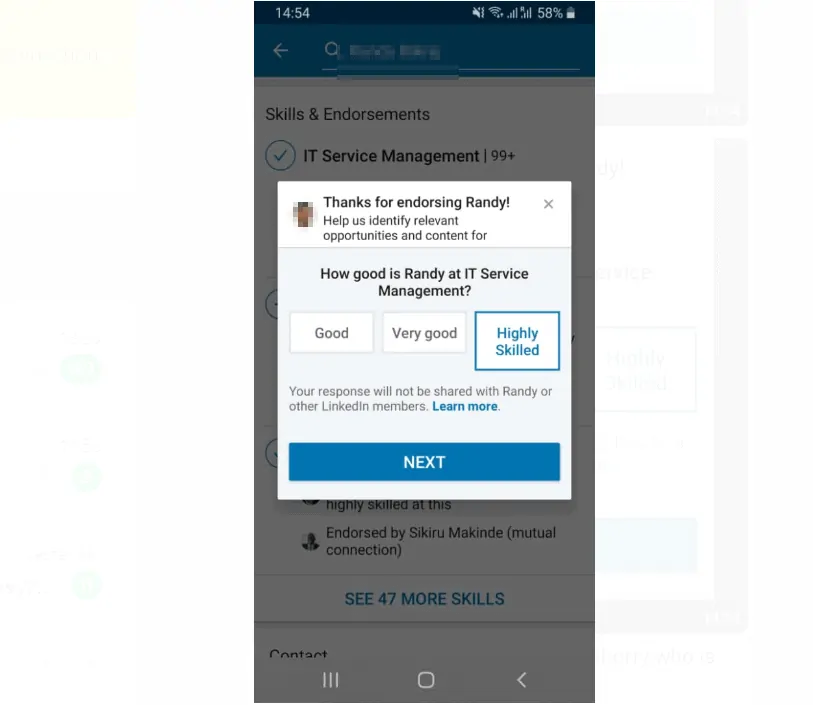 How to Endorse Someone on LinkedIn from Android App