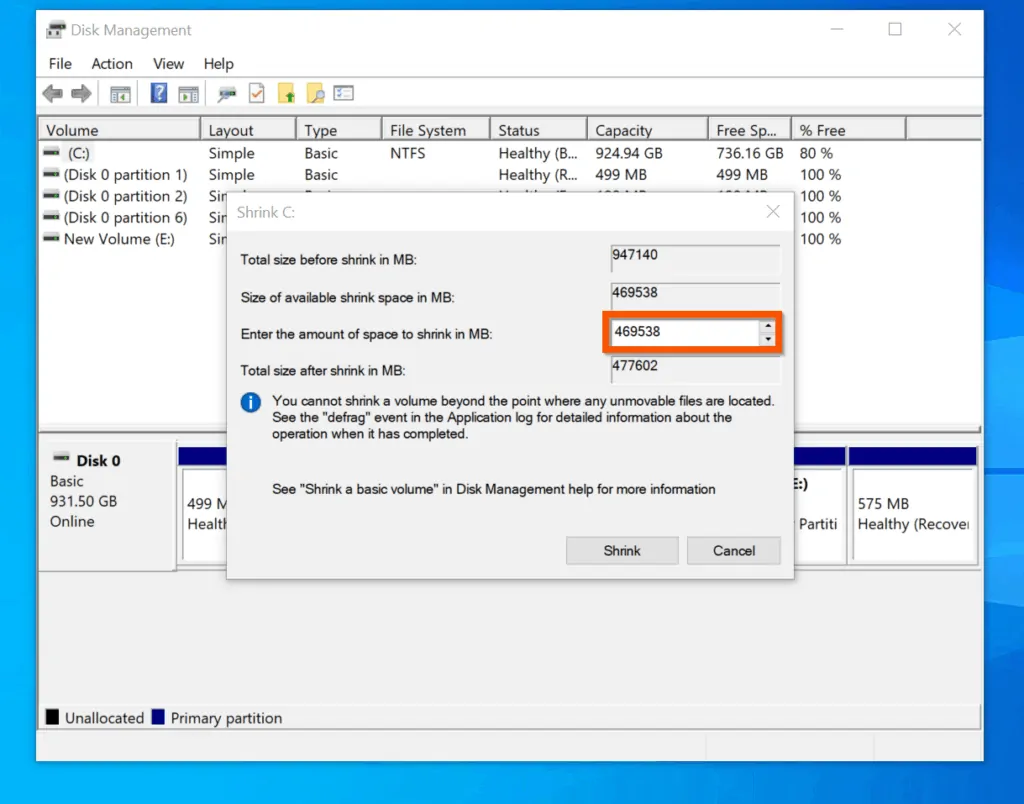 How to Use Windows 10 Disk Management to Shrink Volume