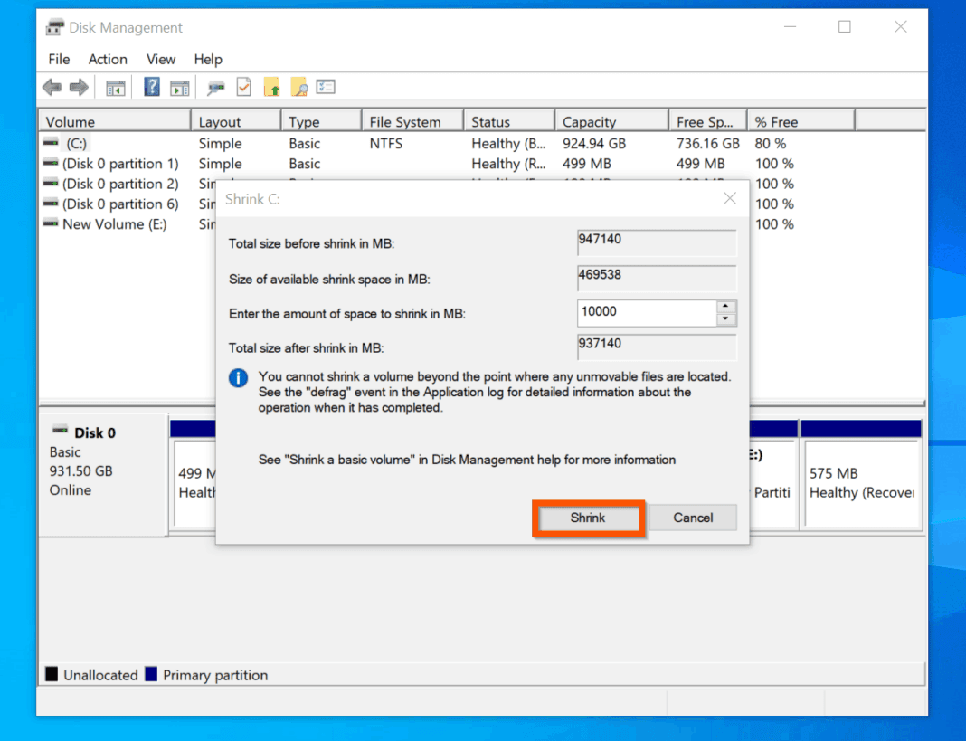 windows disk manager windows 10