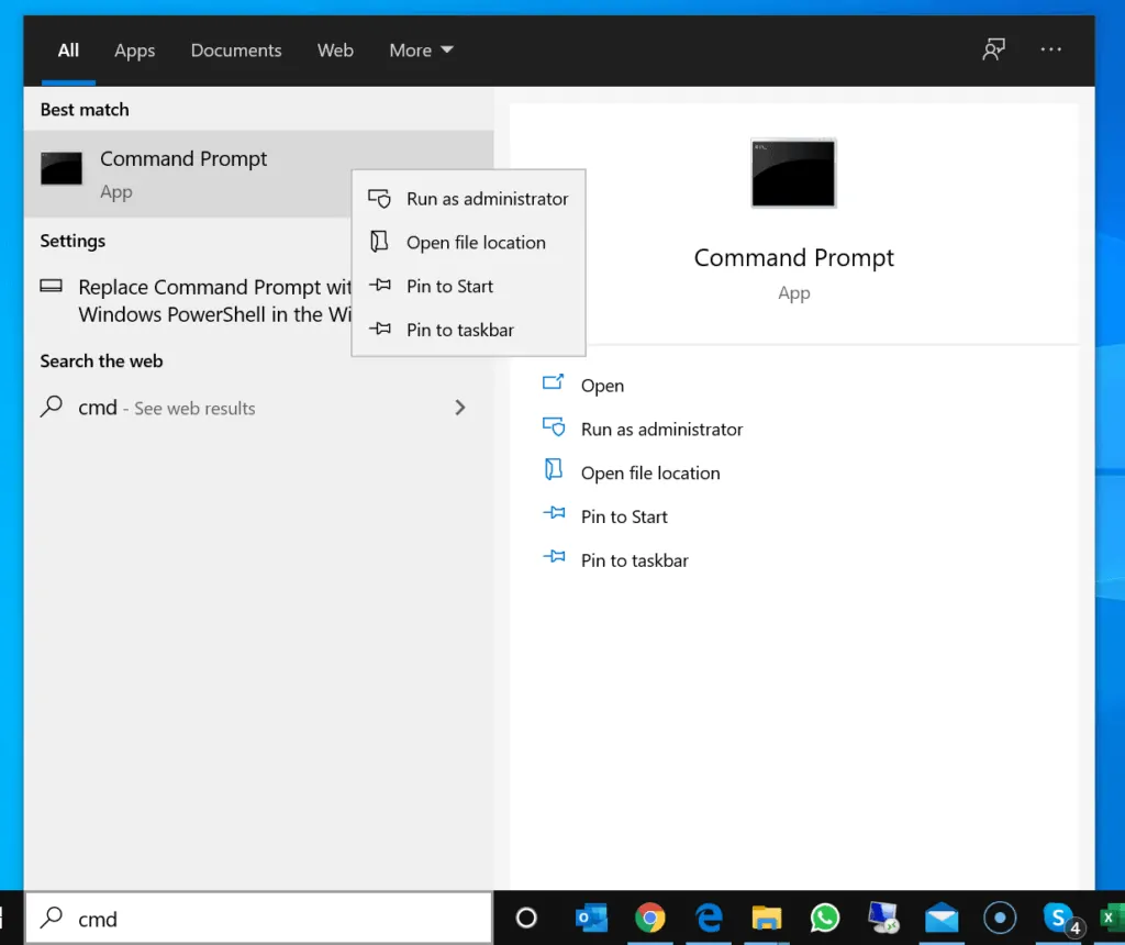 How to Run CMD As Admin from Search - right-click