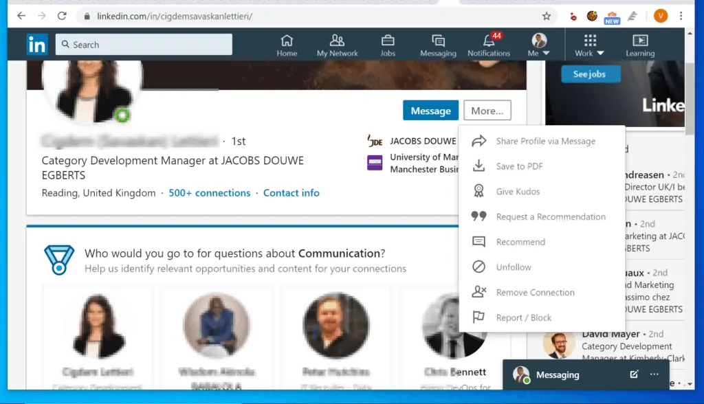 LinkedIn Connections and Permissions