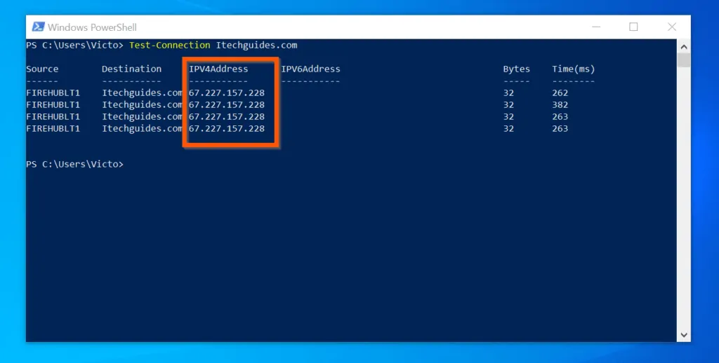 How to Find IP Address of a Website with PowerShell