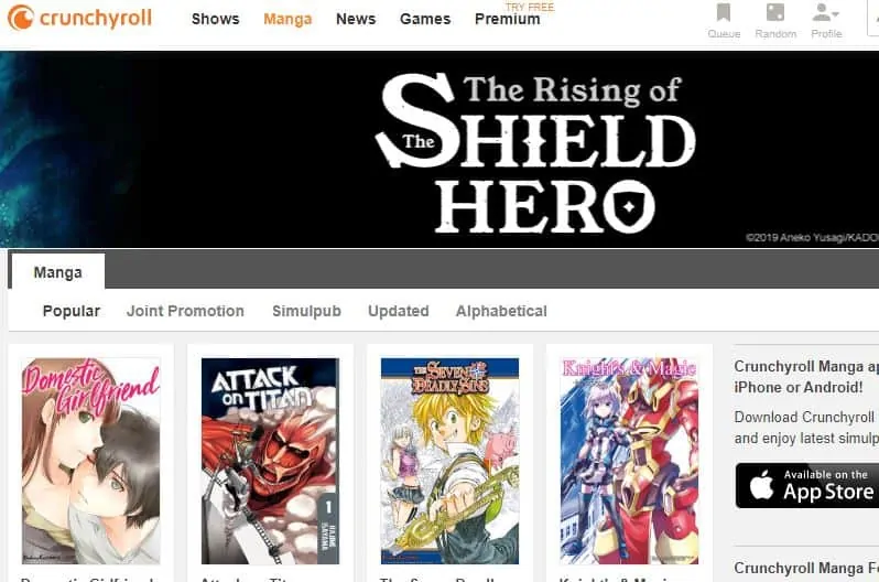 Best Manga Website: Crunchyroll.com