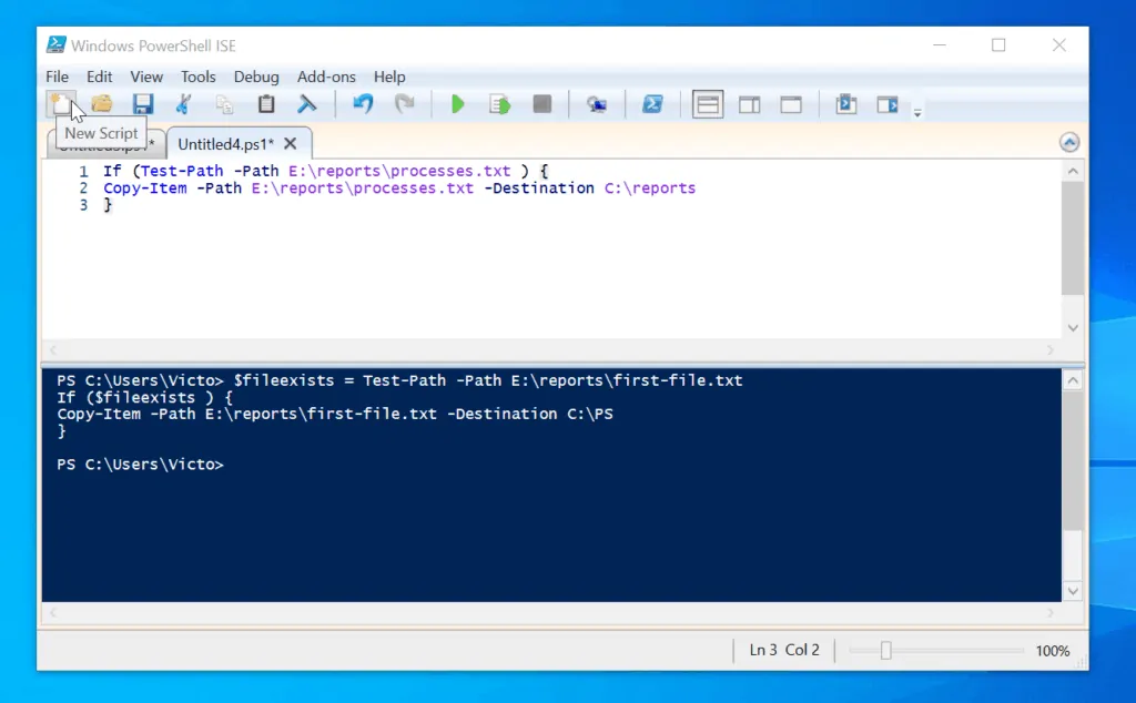 Features and Benefits of Windows PowerShell ISE - Script Tab Support