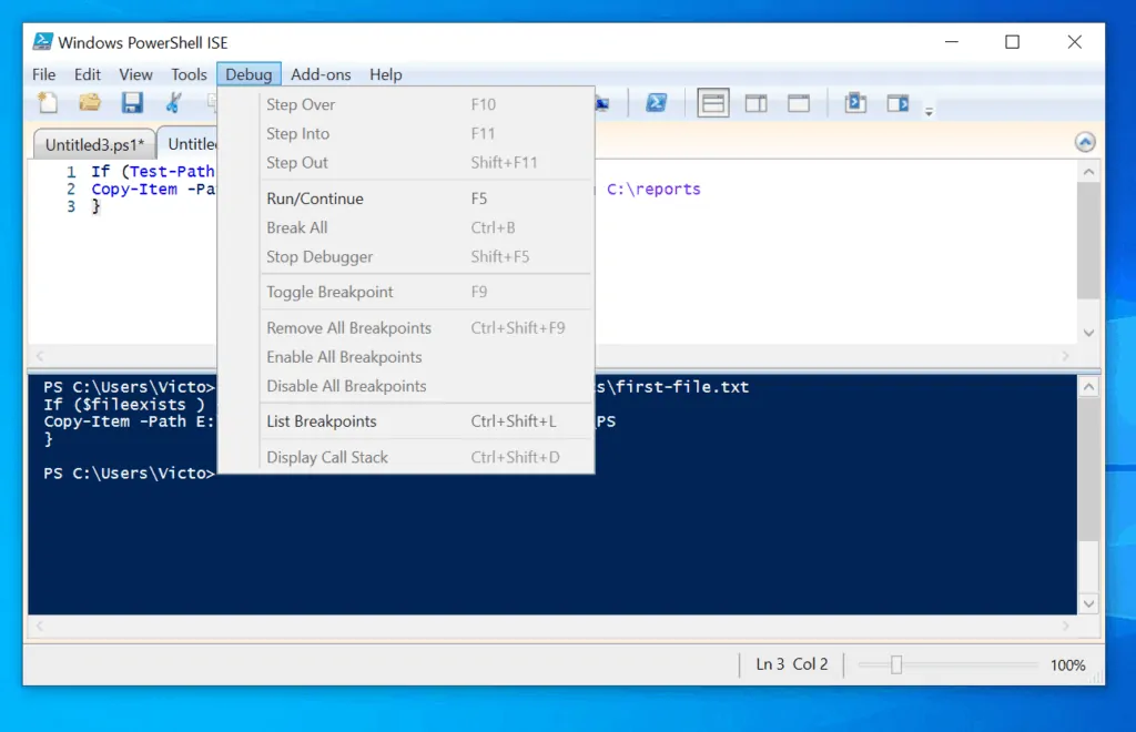 Features and Benefits of Windows PowerShell ISE - Script Debug Support