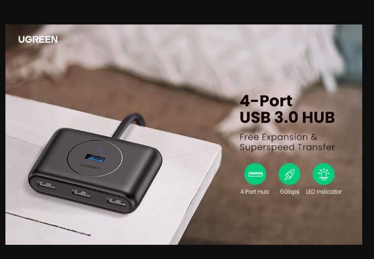 Best USB Hub For Working From Home: UGREEN 4 Port USB 3.0 Data Hub