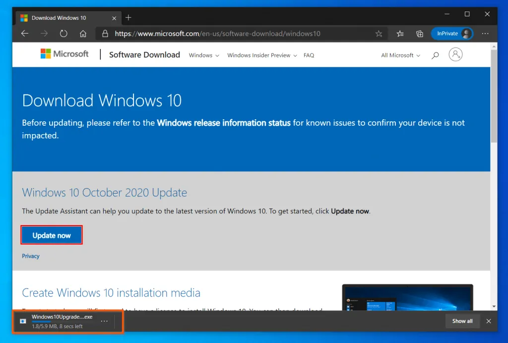 How to Install Windows 10 2009 Update Manually