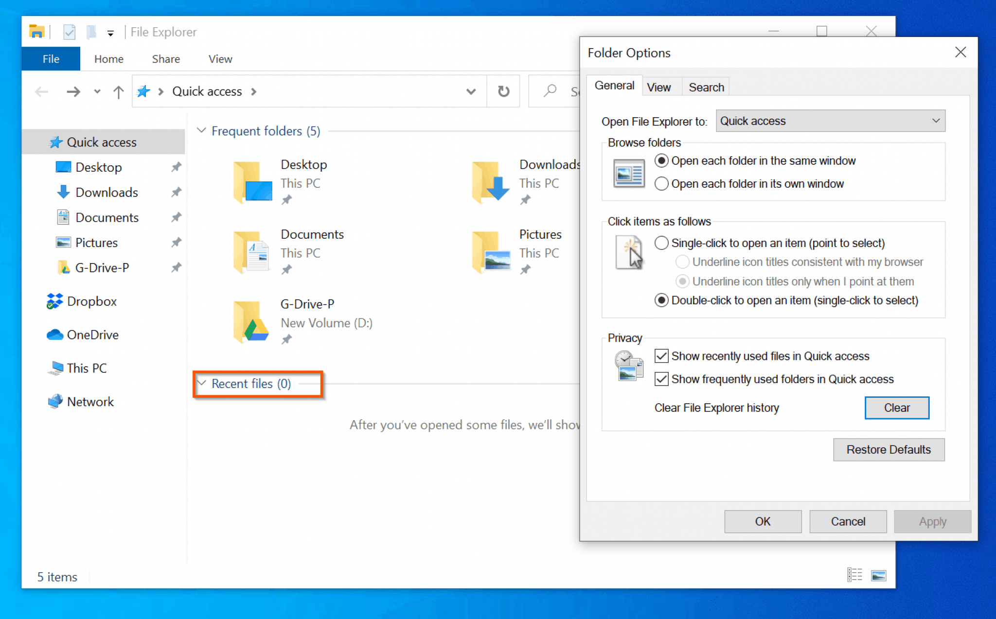 Clear Recent Files Windows 10 File Explorer - Itechguides.com